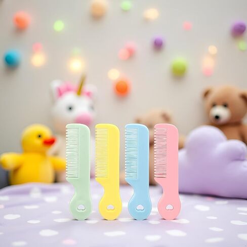 4 Pack Baby Hair Comb for Newborn, Round Colorful Tip Bristles Cute Comb Grooming for Sensitive Scalp Skin for Infant, Toddler, Kids Grooming, Healthcare Kit, Baby and Child Care Products in Saudi Arabia