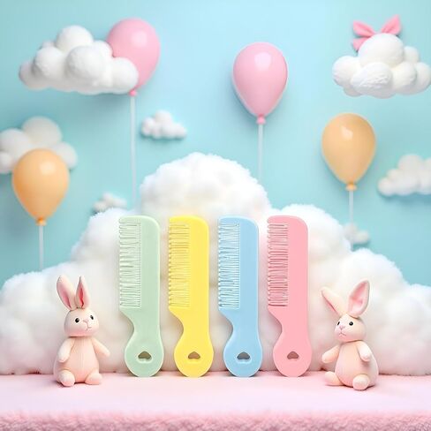 4 Pack Baby Hair Comb for Newborn, Round Colorful Tip Bristles Cute Comb Grooming for Sensitive Scalp Skin for Infant, Toddler, Kids Grooming, Healthcare Kit, Baby and Child Care Products in Saudi Arabia