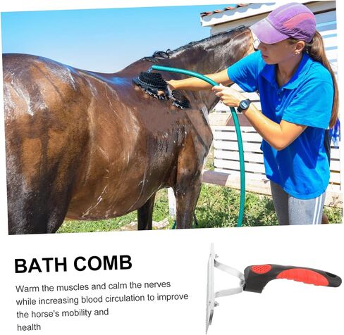 POPETPOP Ergonomic Rubber Handle Horse Grooming Comb for Fur Cleaning and Shedding Practical Non Slip Horse Hair Rake Cattle and Domestic Animals in Saudi Arabia