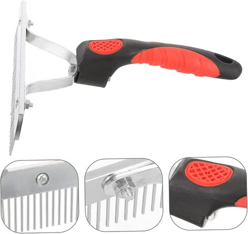 POPETPOP Ergonomic Rubber Handle Horse Grooming Comb for Fur Cleaning and Shedding Practical Non Slip Horse Hair Rake Cattle and Domestic Animals in Saudi Arabia