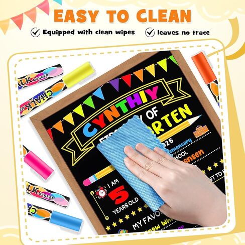 اليوم الأول من علامة المدرسة - اليوم الأول من مجلس إدارة المدرسة - 14 × 11 بوصة إطار على الوجهين إلى السبورة المدرسية للأطفال مع 8 علامات الطباشير وقماش المسح ، لمرحلة ما قبل المدرسة ، روضة الأطفال ، الصف الأول in Kuwait