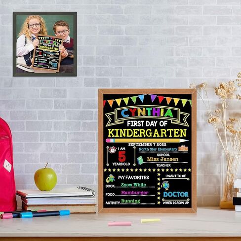 اليوم الأول من علامة المدرسة - اليوم الأول من مجلس إدارة المدرسة - 14 × 11 بوصة إطار على الوجهين إلى السبورة المدرسية للأطفال مع 8 علامات الطباشير وقماش المسح ، لمرحلة ما قبل المدرسة ، روضة الأطفال ، الصف الأول in Kuwait