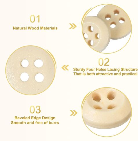 PATIKIL Wooden Buttons 5/7 Inch (18mm), 80 Pcs Wood Sewing Button 4 Holes Round Handmade Ornament Buttons for DIY Crafts Sewing Clothing Decoration Bag, Brown in Saudi Arabia