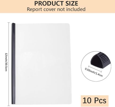 CRASPIRE Binding Bar Capacity A4 Size Folder 12In Book Slide Binders Books Clips Grip 70 Sheets Pull Rod Plastic for Office Loose Leaf Sliding Bookbinding Report Cover 10Pcs Black in Saudi Arabia