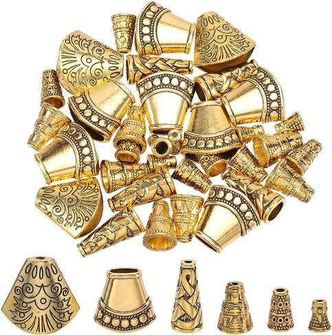 1 مربع 48pcs 6 أنماط الذهب مخروط مخروط حبة حبة المعادن كبسولات نهاية سبيكة العتيقة التبتية العتيقة عتيقة الرجعية سحر الفاصل الصغيرة النتائج الملحقات لمجوهرات صنع القلادات أساور ديي الحرف اليدوية in Kuwait