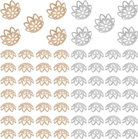 UNICRAFTALE 100pcs 2 Colors 5-Petal Flower Bead Caps - 304 Stainless Steel Spacer End Caps 8mm in Diameter for DIY Bracelet Necklace Jewelry Making in Saudi Arabia