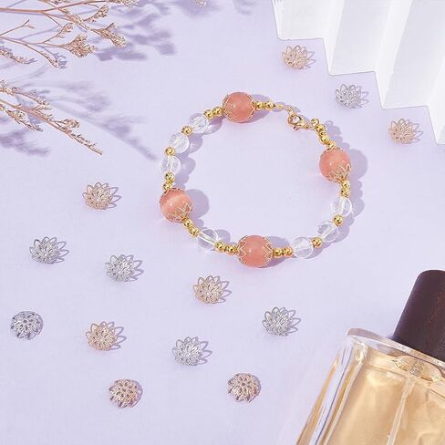 UNICRAFTALE 100pcs 2 Colors 5-Petal Flower Bead Caps - 304 Stainless Steel Spacer End Caps 8mm in Diameter for DIY Bracelet Necklace Jewelry Making in Saudi Arabia