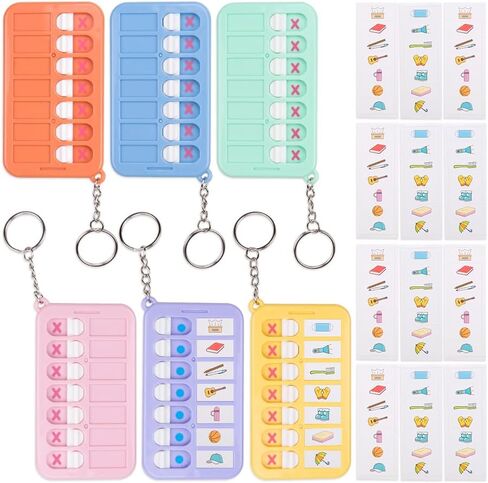 ZORZA 6Pcs Portable Chore Planner Key Chains & Behavior Tracker Creative DIY Task Board with Checklist Memo Board Schedule Key Rings & List Cards Stickers for Efficient Daily Habit Planning in Saudi Arabia