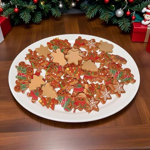 60 Pcs Mini Gingerbread Charms for Craft 1 inch Christmas DIY Flatback Charms 6 Style Mini Resin Figurines for DIY Christmas Embellishments, Party Favors & Gift Decor (Brown) in Kuwait