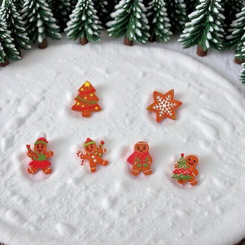 60 Pcs Mini Gingerbread Charms for Craft 1 inch Christmas DIY Flatback Charms 6 Style Mini Resin Figurines for DIY Christmas Embellishments, Party Favors & Gift Decor (Brown) in Kuwait
