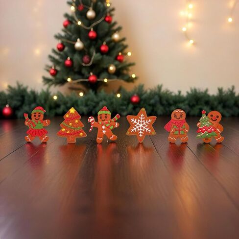 60 Pcs Mini Gingerbread Charms for Craft 1 inch Christmas DIY Flatback Charms 6 Style Mini Resin Figurines for DIY Christmas Embellishments, Party Favors & Gift Decor (Brown) in Kuwait