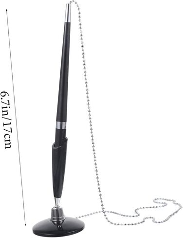 2pcs Black Desktop Pens with Chain PP Material Smooth Writing Professional Counter Pens for Office Bank Use Easy Refill Replacement in Saudi Arabia