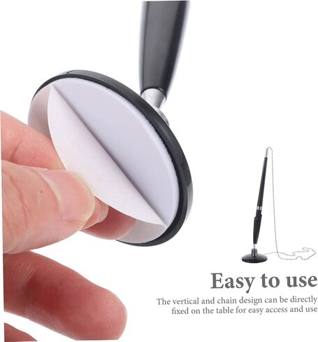 2pcs Black Desktop Pens with Chain PP Material Smooth Writing Professional Counter Pens for Office Bank Use Easy Refill Replacement in Saudi Arabia