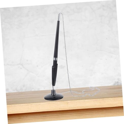 2pcs Black Desktop Pens with Chain PP Material Smooth Writing Professional Counter Pens for Office Bank Use Easy Refill Replacement in Saudi Arabia
