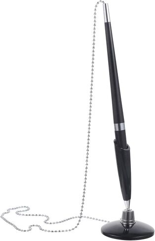 Angoily 2pcs Desk Pens with Chain for Office Security Smooth Writing Fixed Business Counter Pens PP Material Ergonomic Design for Bank Hotel Use Black in Saudi Arabia