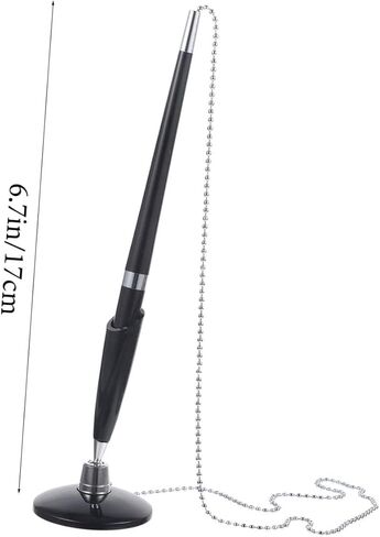 Angoily 2pcs Desk Pens with Chain for Office Security Smooth Writing Fixed Business Counter Pens PP Material Ergonomic Design for Bank Hotel Use Black in Saudi Arabia