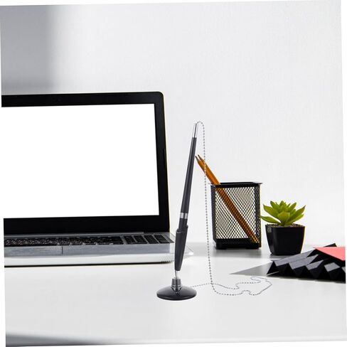 Angoily 2pcs Desk Pens with Chain for Office Security Smooth Writing Fixed Business Counter Pens PP Material Ergonomic Design for Bank Hotel Use Black in Saudi Arabia