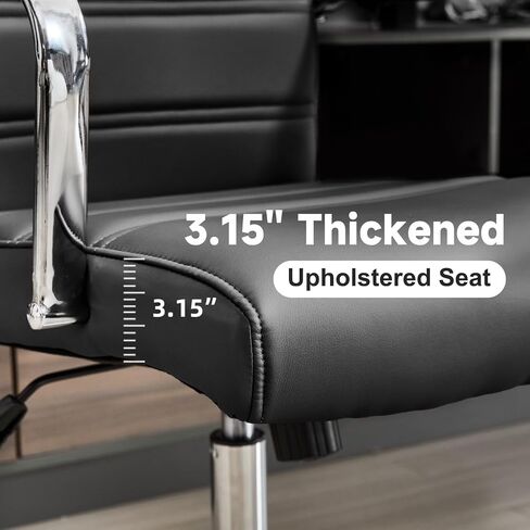 Office Desk Chair Leather, Conference Room Chairs with Wheels, Modern Executive Office Chairs Adjustable Height, Ergonomic Swivel Rolling Ribbed Computer Chair(Brown) in Saudi Arabia