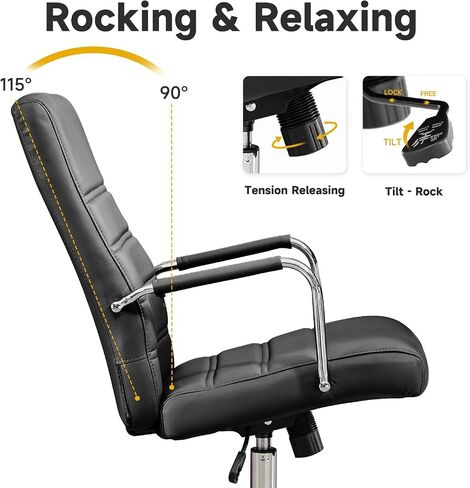 Office Desk Chair Leather, Conference Room Chairs with Wheels, Modern Executive Office Chairs Adjustable Height, Ergonomic Swivel Rolling Ribbed Computer Chair(Brown) in Saudi Arabia