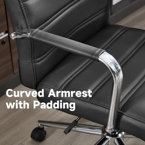 Office Desk Chair Leather, Conference Room Chairs with Wheels, Modern Executive Office Chairs Adjustable Height, Ergonomic Swivel Rolling Ribbed Computer Chair(Brown) in Saudi Arabia