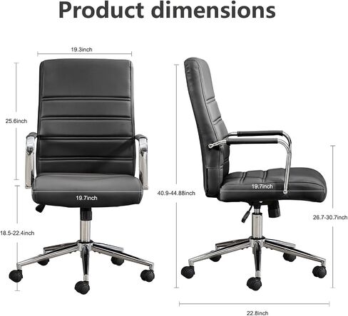 Office Desk Chair Leather, Conference Room Chairs with Wheels, Modern Executive Office Chairs Adjustable Height, Ergonomic Swivel Rolling Ribbed Computer Chair(Brown) in Saudi Arabia