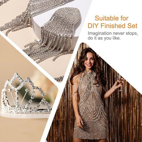 uxcell 1 Yard 3 Rows Crystal Rhinestone Close Chain Trim, Crystal Rhinestone Diamond Strips Rhinestone Bling Sewing Embellishments (9mm, AB and Dark Green Rhinestone with Gold Base) in Saudi Arabia