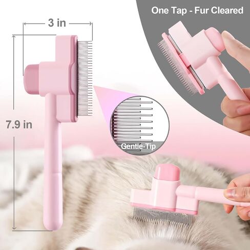Cat Grooming Kit, 4-in-1 Cat Grooming Tools with Cats Brush, Flea Comb, Nail Clipper & Trimmer - Deshedding & Dematting for Pets Hair and Paws, Pet Shedding Set for Indoor Dogs & Cats (Pink) in Kuwait