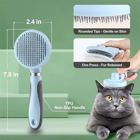 Cat Grooming Kit, 4-in-1 Cat Grooming Tools with Cats Brush, Flea Comb, Nail Clipper & Trimmer - Deshedding & Dematting for Pets Hair and Paws, Pet Shedding Set for Indoor Dogs & Cats (Pink) in Kuwait