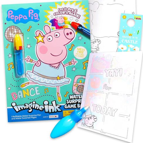 Peppa Pig Paint with Water for Kids ، Adddlers Age 3+ - Backdle with 16 صفحة Cartoon Cartoon Animal Frame Matred Colling Book for Ages 3 4 5 6 7 8 and More | بيبا خنزير لا ميس الفنون والحرف in Kuwait