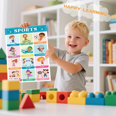 OpalPlat 20pcs Laminated Educational Posters For Toddlers, Preschool Posters for Classroom, Kindergarten Wall Decor, PreK Learning Materials Alphabet Number Chart in Saudi Arabia