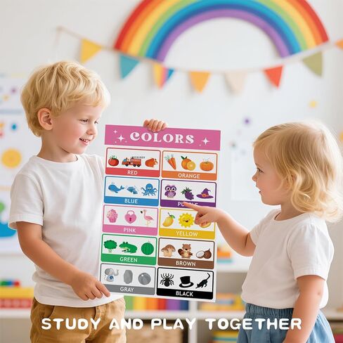 OpalPlat 20pcs Laminated Educational Posters For Toddlers, Preschool Posters for Classroom, Kindergarten Wall Decor, PreK Learning Materials Alphabet Number Chart in Saudi Arabia