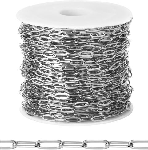 [33FT] 18K Gold Plated Paperclip Chains for Jewelry Making, 2.5mm Wide 304 Stainless Steel Paperclip Link Chain Roll Bulk for DIY Jewelry Making Craft in Saudi Arabia