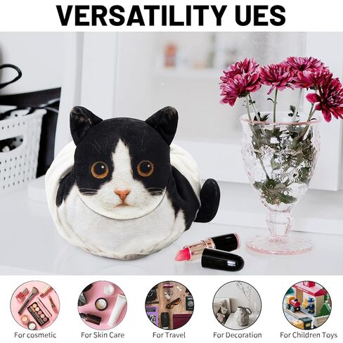 Drawstring Makeup Bag, Cat Makeup Bag, Travel Makeup Organizer, Cosmetic Pouch Bag, Cat Gift for Women, Lay Flat Makeup Bag for Valentine's Day Gifts in Saudi Arabia
