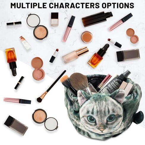 Drawstring Makeup Bag, Cat Makeup Bag, Travel Makeup Organizer, Cosmetic Pouch Bag, Cat Gift for Women, Lay Flat Makeup Bag for Valentine's Day Gifts in Saudi Arabia