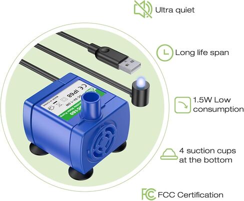 2.4L/84oz Cat Water Fountain Stainless Steel Top, Pet Water Fountain for Small Dog and Cat with LED Light and Water Level Window (Green) in Kuwait
