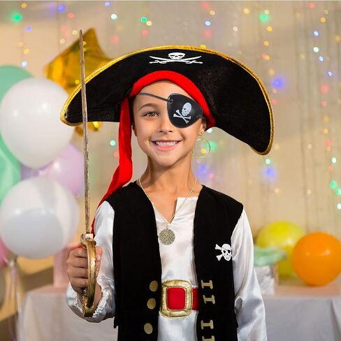 Skylety 9 قطع ملحقات أزياء القراصنة تلسكوبات بقع العين ل cosplay الهالوين (القبعة قبطان) in Saudi Arabia