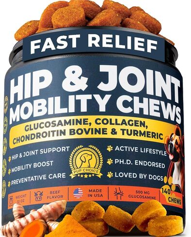 Glucosamine for Dogs 500mg - دعم الورك والمفصل مع الكولاجين ، شوندروتن والكركم - الدكتوراه المعادلة - ملحق التنقل للكلاب - 140 مضغ - نكهة لحم البقر - مصنوعة في الولايات المتحدة الأمريكية in Saudi Arabia