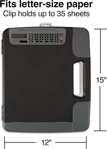 Staples 1671416 الحافظة المحمولة مع الآلة الحاسبة Hvy Duty Black 14 3/8 × 12 × 1 5/8 in Saudi Arabia