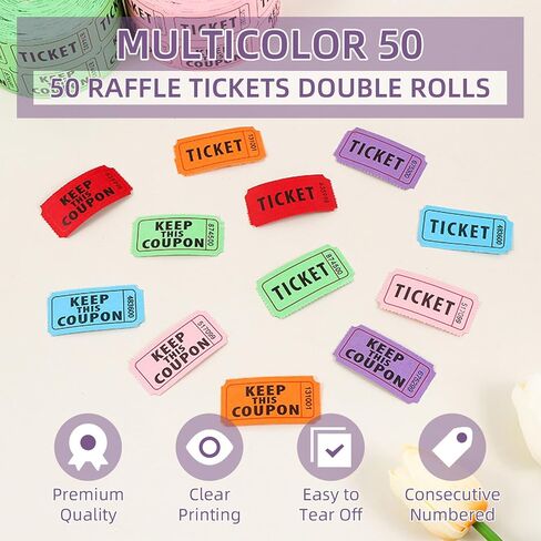 10،000 تذكرة يانصيب 10 لفات من 1000 تذكرة كل تذكرة يانصيب مزدوجة Roll 50/50 تذاكر السحب للأحداث حفلات الحفلات Carnivals Classroom Rights (10 Color 10،000) in Kuwait