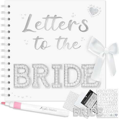 Letters to The Bride Scrapbook 8 x 8 Inch Wedding Scrapbook Bride Memory Book DIY Blank White Scrapbook Pages with Markers, 3D Letters, Letter Stickers, Pearl Stickers, Lace Decorative Stickers in Saudi Arabia