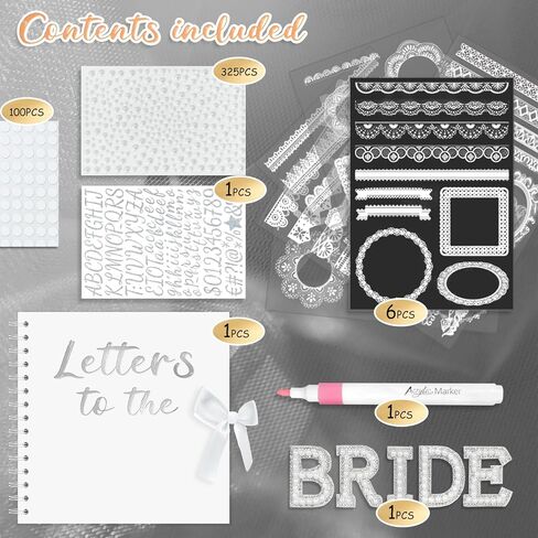 Letters to The Bride Scrapbook 8 x 8 Inch Wedding Scrapbook Bride Memory Book DIY Blank White Scrapbook Pages with Markers, 3D Letters, Letter Stickers, Pearl Stickers, Lace Decorative Stickers in Saudi Arabia