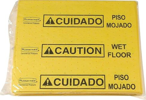 Rubbermaid Commercial Over-the-Spill Pad Station, Medium, Highly Absorbent, Slip-Resistant, "Caution Wet Floor", Yellow (FG425300YEL) in Saudi Arabia