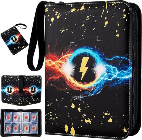 حافظة بطاقات بأربعة جيوب، كتاب مجموعة بطاقات التداول الرياضية يعرض ما يصل إلى 400 بطاقة قياسية، حافظة بطاقات تجارية مع 50 أكمام مزدوجة الجوانب قابلة للتوسيع، هدية للأولاد والبنات - أصفر... in Kuwait