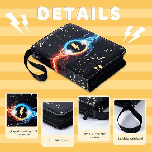 حافظة بطاقات بأربعة جيوب، كتاب مجموعة بطاقات التداول الرياضية يعرض ما يصل إلى 400 بطاقة قياسية، حافظة بطاقات تجارية مع 50 أكمام مزدوجة الجوانب قابلة للتوسيع، هدية للأولاد والبنات - أصفر... in Kuwait