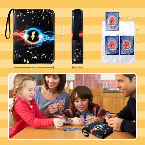 حافظة بطاقات بأربعة جيوب، كتاب مجموعة بطاقات التداول الرياضية يعرض ما يصل إلى 400 بطاقة قياسية، حافظة بطاقات تجارية مع 50 أكمام مزدوجة الجوانب قابلة للتوسيع، هدية للأولاد والبنات - أصفر... in Kuwait