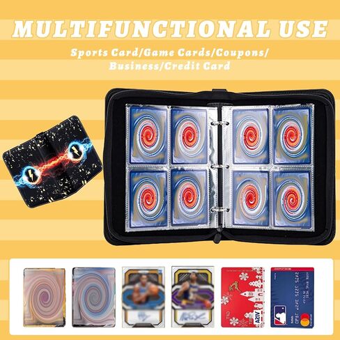 حافظة بطاقات بأربعة جيوب، كتاب مجموعة بطاقات التداول الرياضية يعرض ما يصل إلى 400 بطاقة قياسية، حافظة بطاقات تجارية مع 50 أكمام مزدوجة الجوانب قابلة للتوسيع، هدية للأولاد والبنات - أصفر... in Kuwait