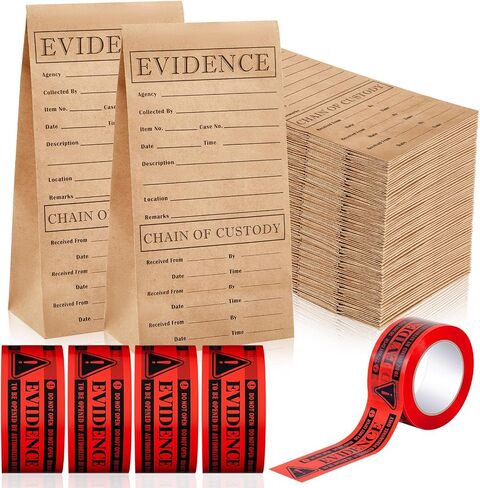 Nuanchu Crime Scene Scene Scene Bag Set -40 Lape Bag 9.45 × 5 × 3 بوصات ، 4 لفات من شريط الختم الأحمر لجمع أدلة الشرطة القتل الغام in Kuwait