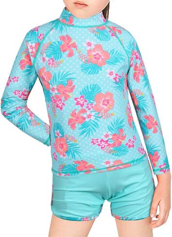 TFJH E Girls Long Sleeve Swimsuits Rashguard Sets Sunsuits UV 50+ Two Piece 3-12Y in Kuwait