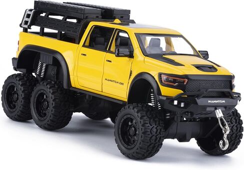 Truck Truck Toy 1/24 DIECAST TRUCTS MAMMOTH MODEL MODEL TRACK TRACK مناسبة للأطفال ومجموعة السيارات ، وسحب السيارات مع الضوء والصوت ، والشاحنات للأطفال الذين تتراوح أعمارهم بين 4-8 （صفراء） in Kuwait