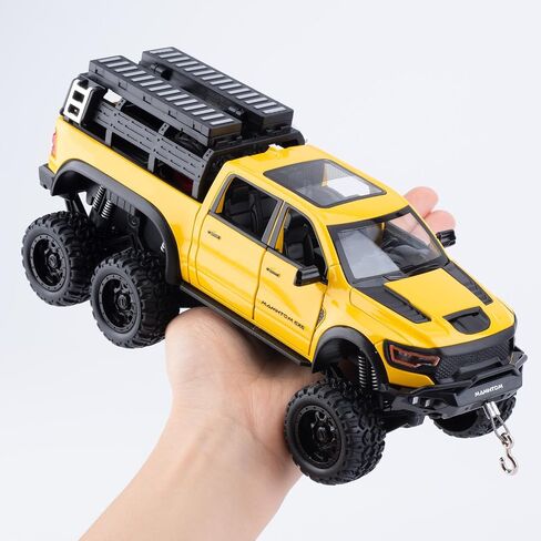 Truck Truck Toy 1/24 DIECAST TRUCTS MAMMOTH MODEL MODEL TRACK TRACK مناسبة للأطفال ومجموعة السيارات ، وسحب السيارات مع الضوء والصوت ، والشاحنات للأطفال الذين تتراوح أعمارهم بين 4-8 （صفراء） in Kuwait